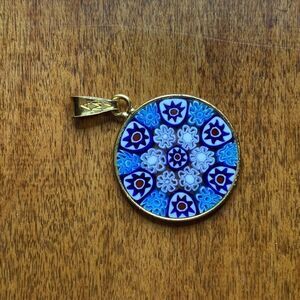 💛 10k Yellow Gold Plated Millefiori Glass Pendant